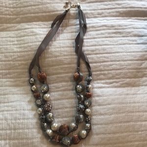 Nicos fabric and bead necklace